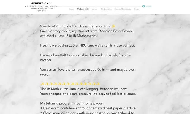 Jeremy IB & IGCSE Math Tutor Hong Kong
