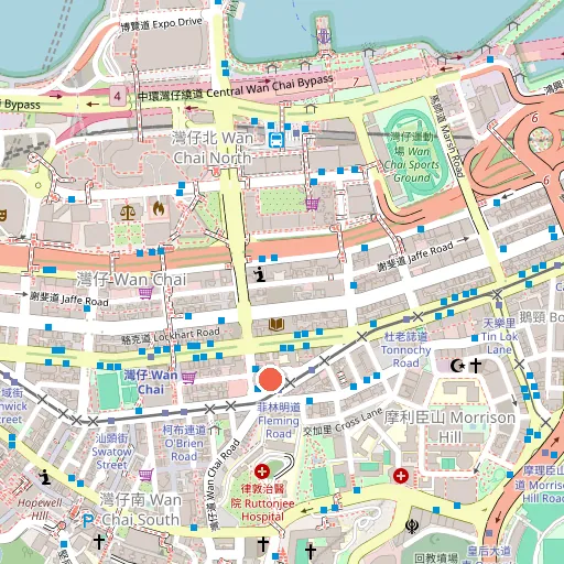 灣仔運動 , 彈床班 , 瑜珈班 , 伸展拉筋位置地圖