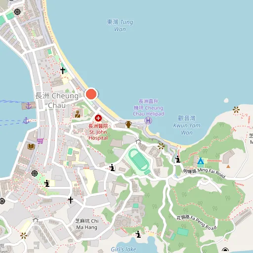 長洲東灣泳灘位置地圖