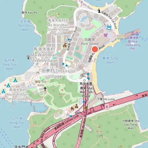 馬灣東灣泳灘位置地圖